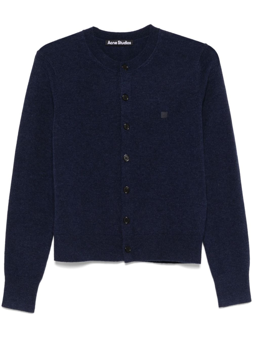 Acne Studios Knitwear Crew Neck Cardigan In Blue
