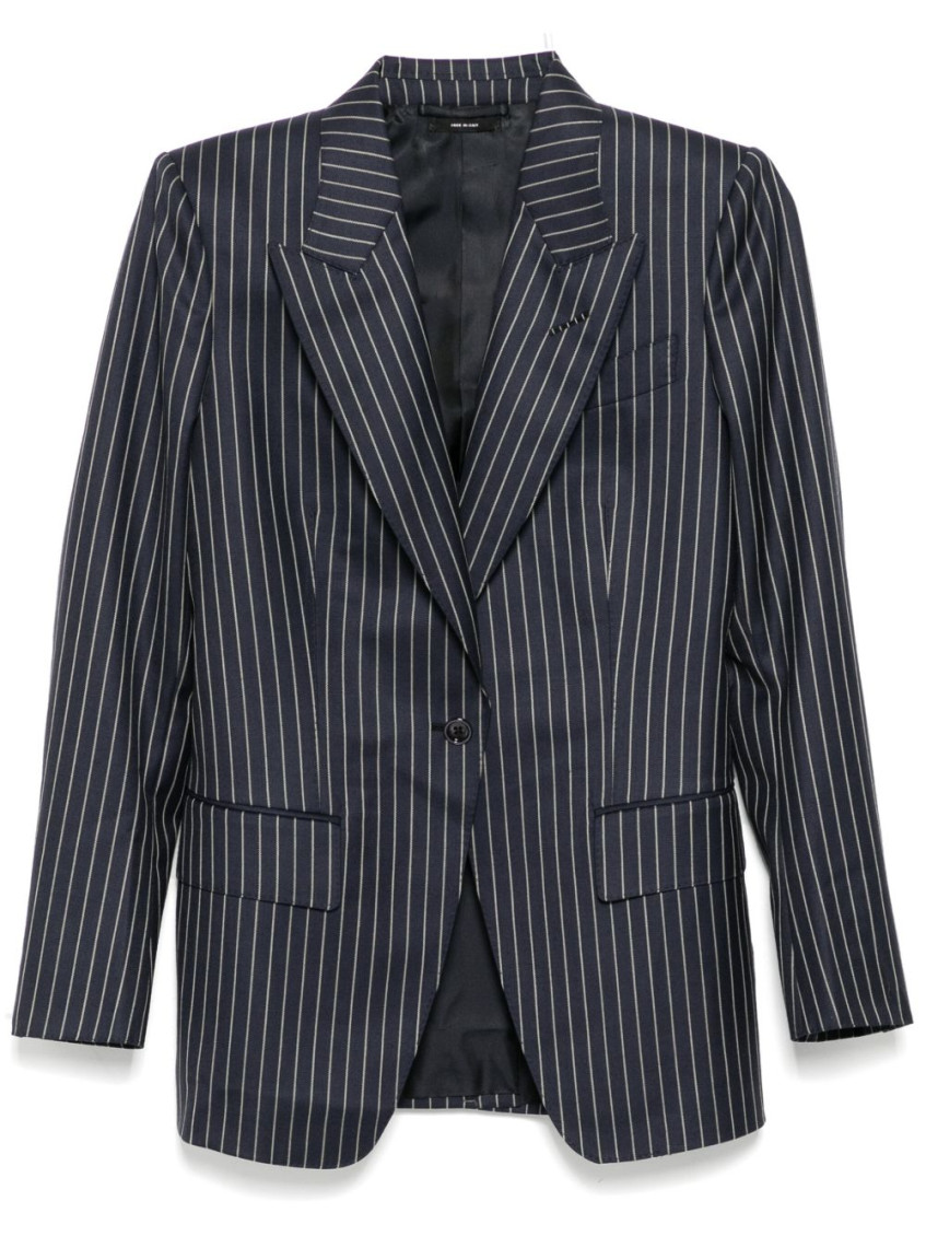 Tom Ford Single Breasted Wool Flannel Jacket With Stripes In Black