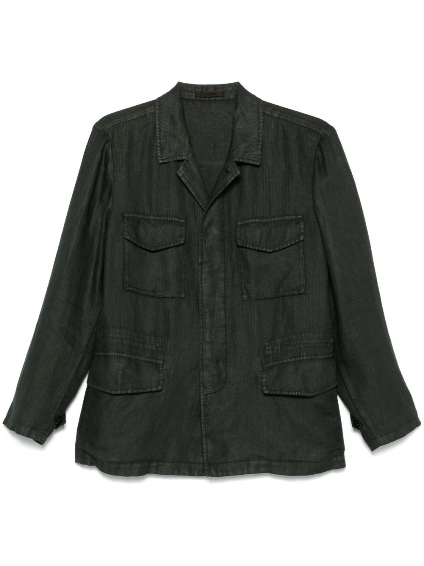 Boglioli Dark Green Linen Jacket In Green