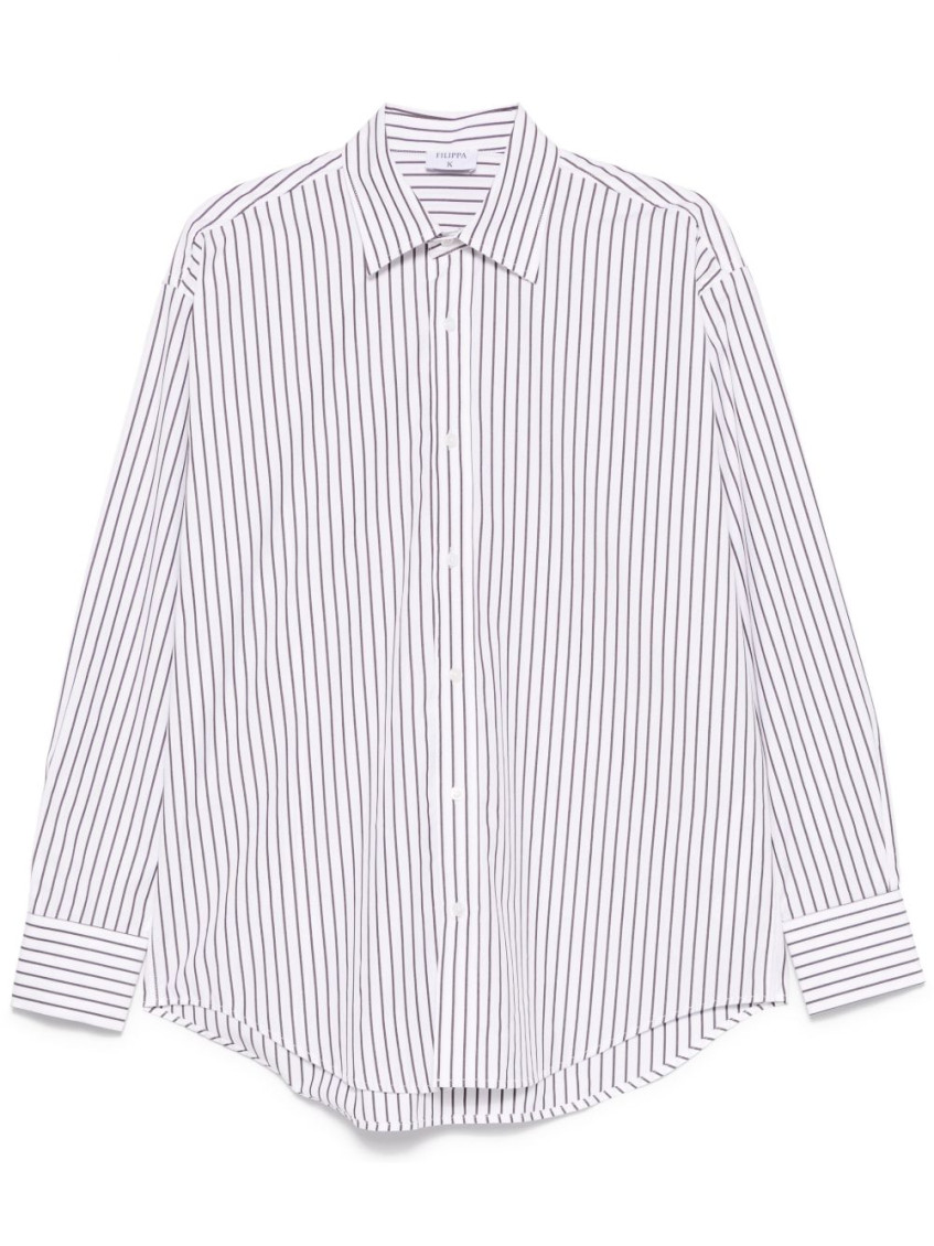 Filippa K Cotton Shirt With Striped Pattern And Collar In Gray