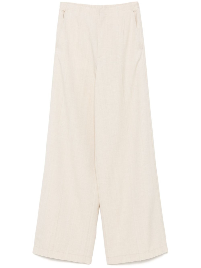 Forte Forte Viscose Wool Slub Flat Front Pants In Neutral