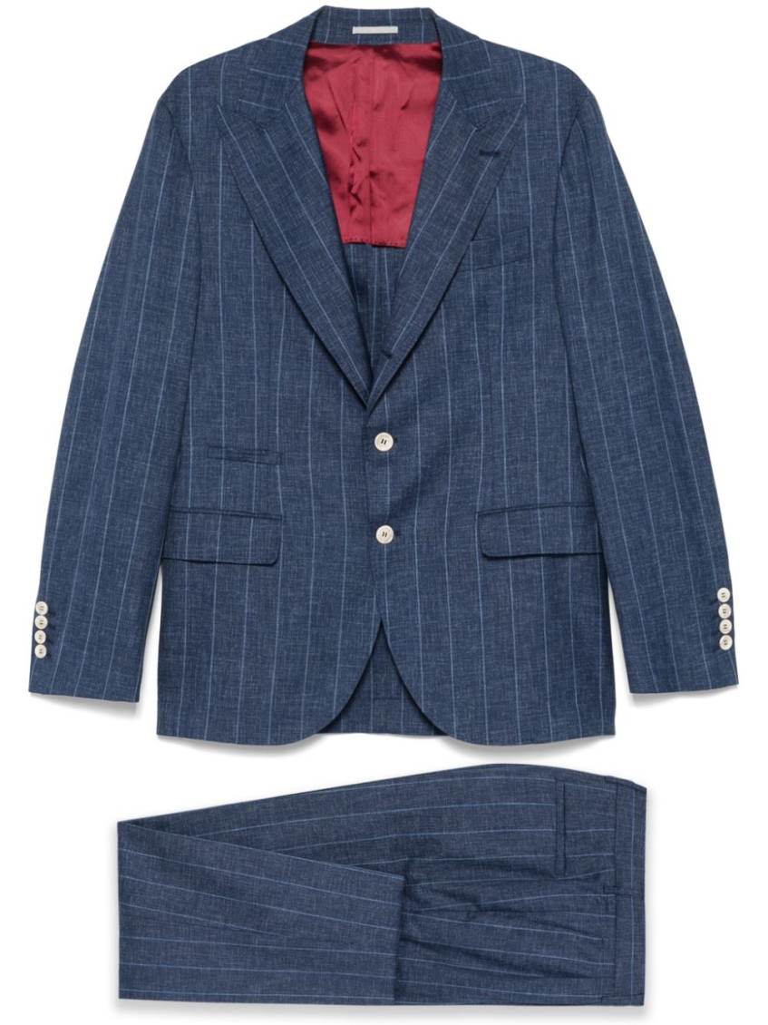 Brunello Cucinelli Men Wool Single-breasted Suit In Blue