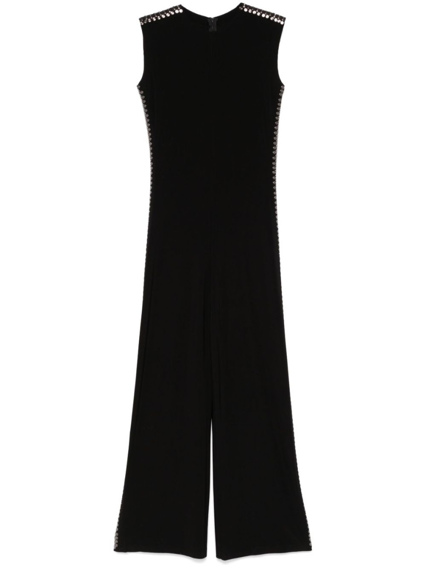 Norma Kamali Black Gunmetal Stud Sleeveless Jumpsuit In Black