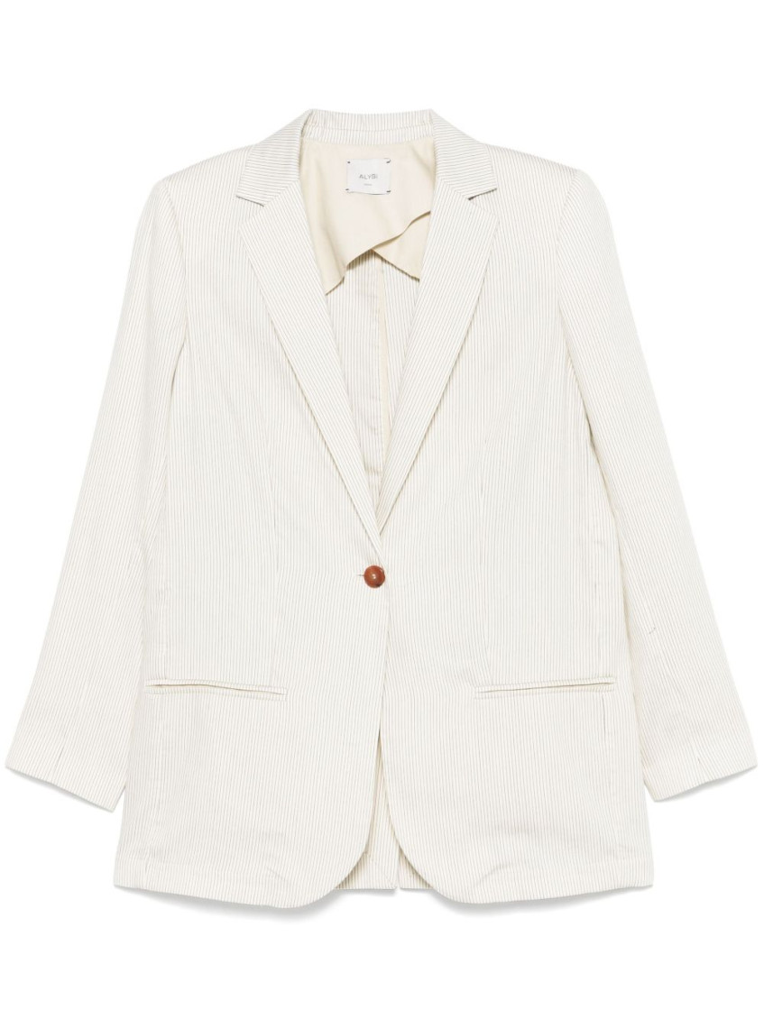 Alysi Beige Striped Single Breasted Blazer In Neutral