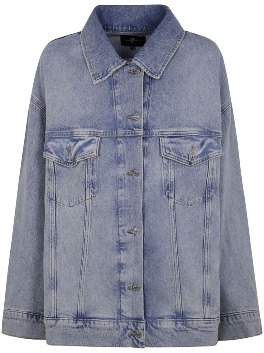 7 For All Mankind Sahara Jacket Collared Design Long Sleeves In Blue