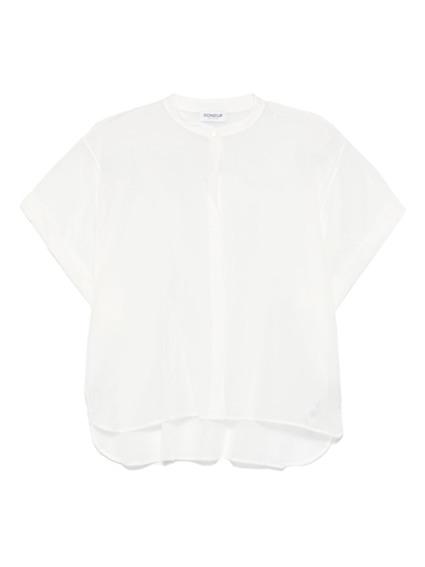 Dondup White Shirt In Cotton And Linen With Short-sleeves In White