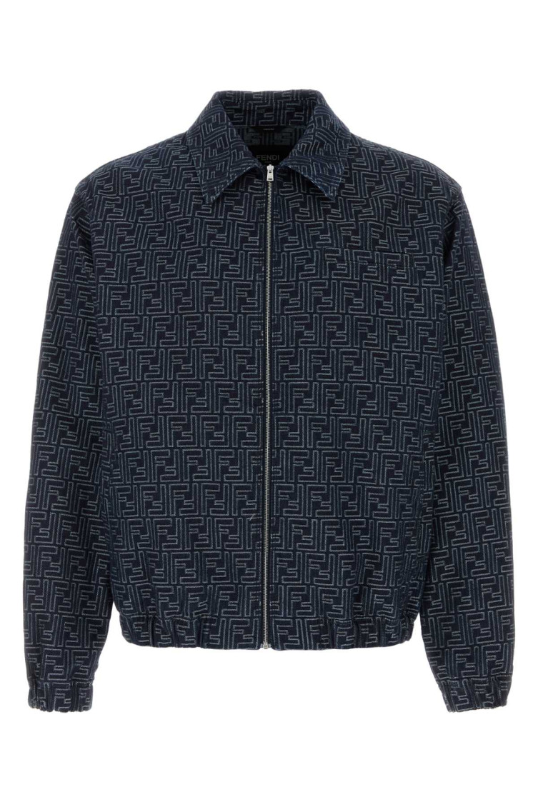 Fendi Embroidered Denim Bomber With Elastic Cuffs