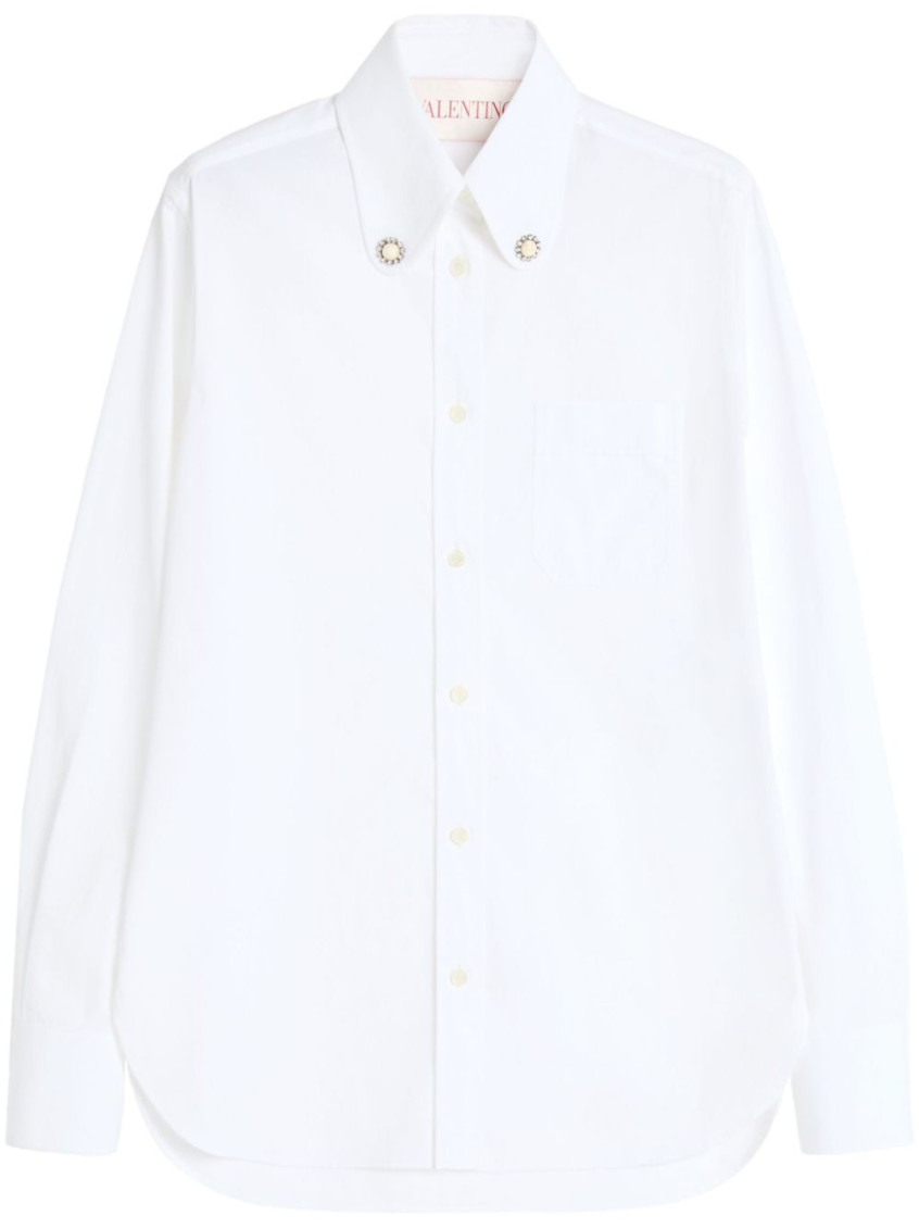Valentino Tailored White Cotton Shirt With Decorative Buttons In White