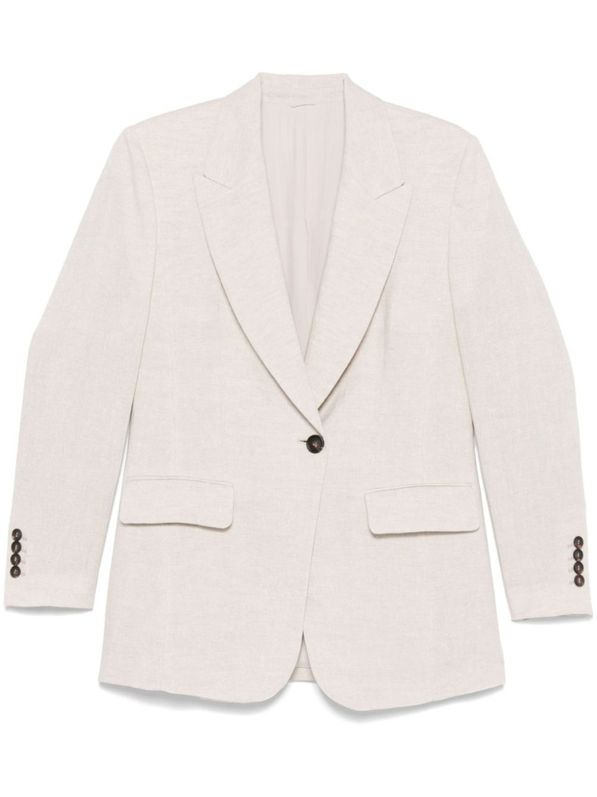 Brunello Cucinelli Beige Lurex Blazer In Neutral
