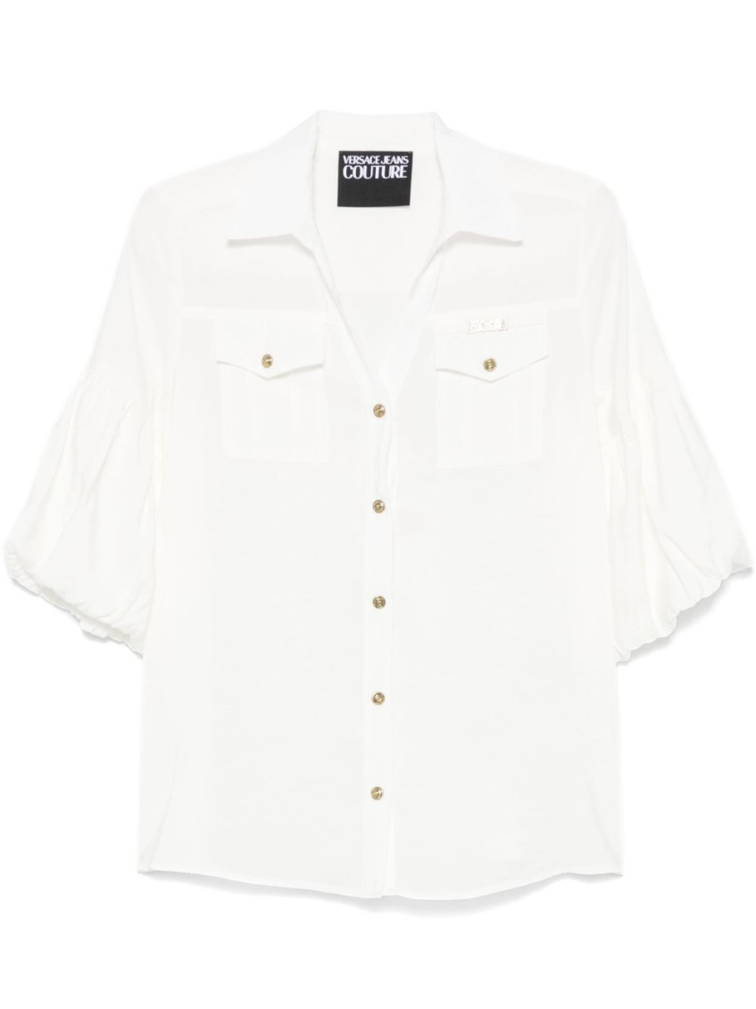 Versace Jeans Couture Puff Sleeves White Button-up Shirt In White