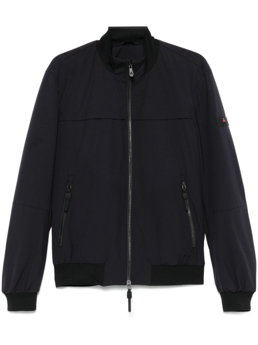 Peuterey Textured Blue Jacket With High Collar In Black