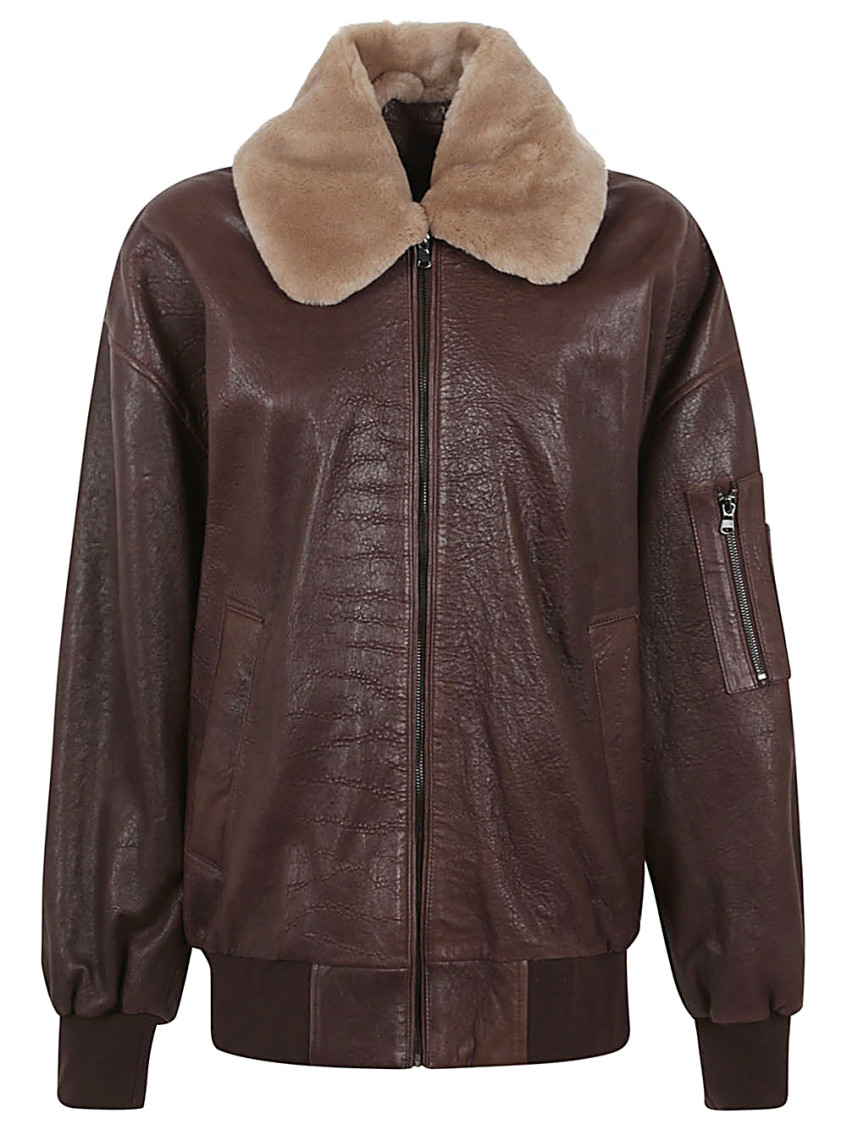 Enes Dark Brown Vivienne Leather Jacket In Brown