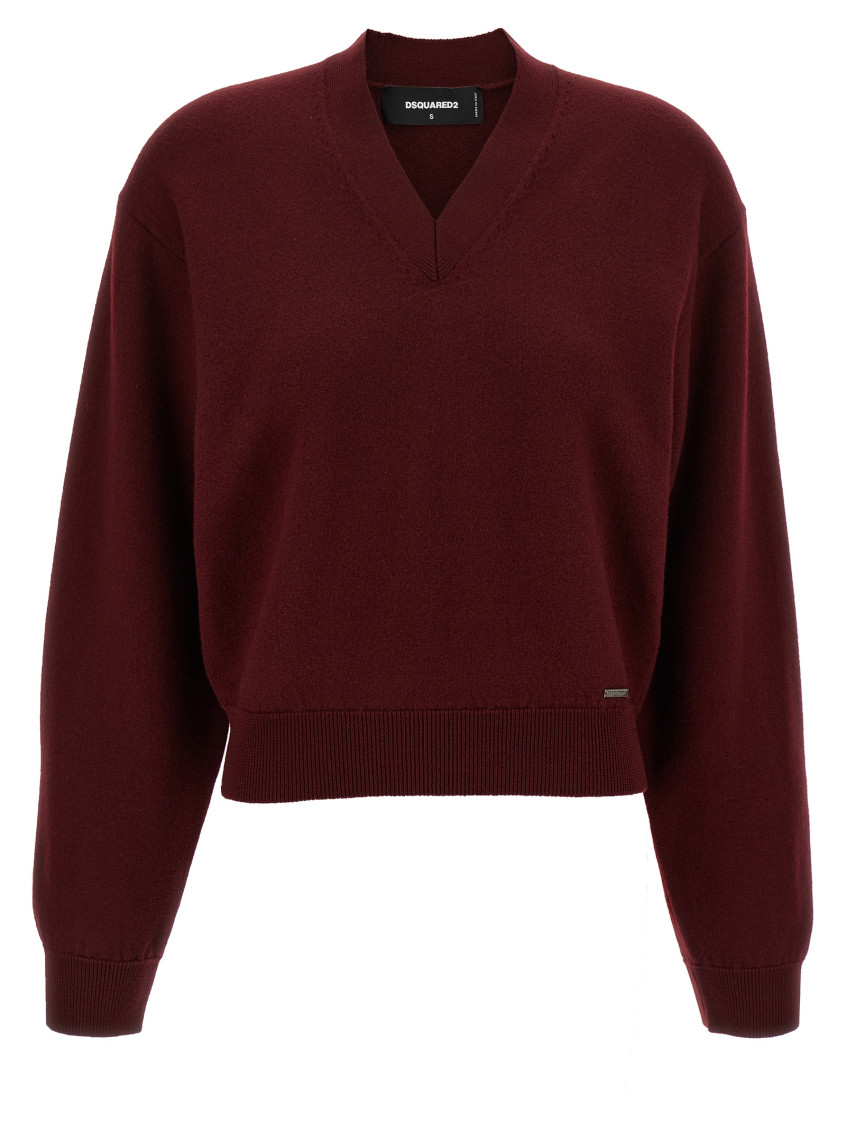 Dsquared2 Cropped Sweater Sweaters And Cardigans Bordeaux In Transparent