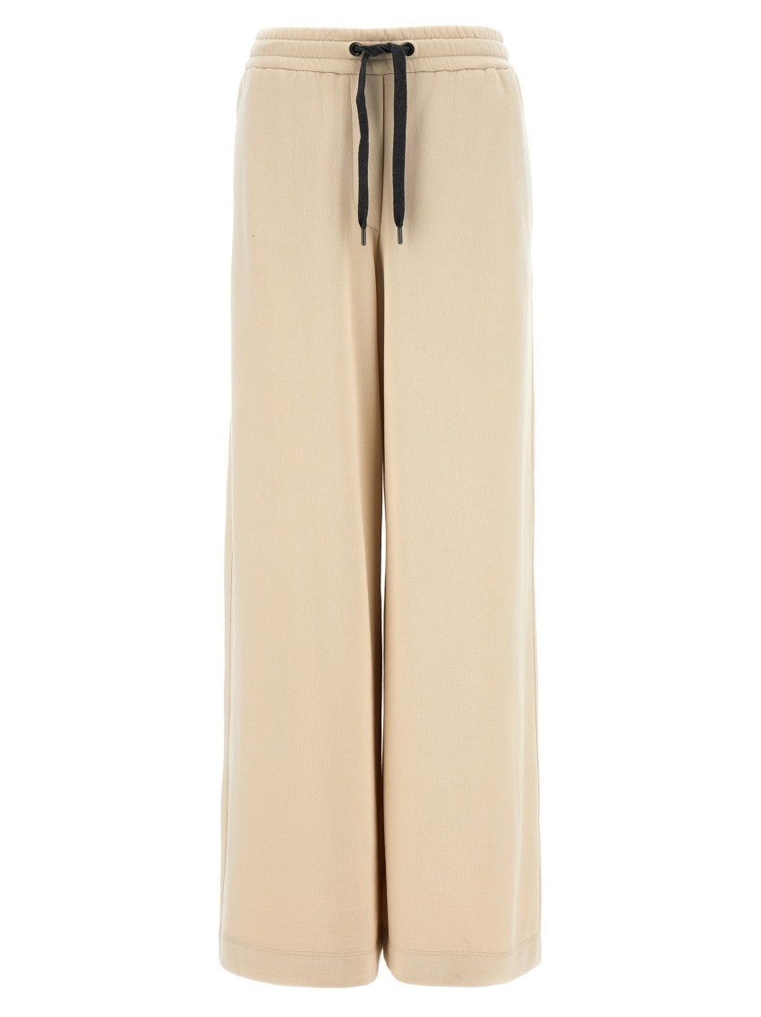 Brunello Cucinelli Wide-leg Fleece Trousers With Adjustable Drawstring In White