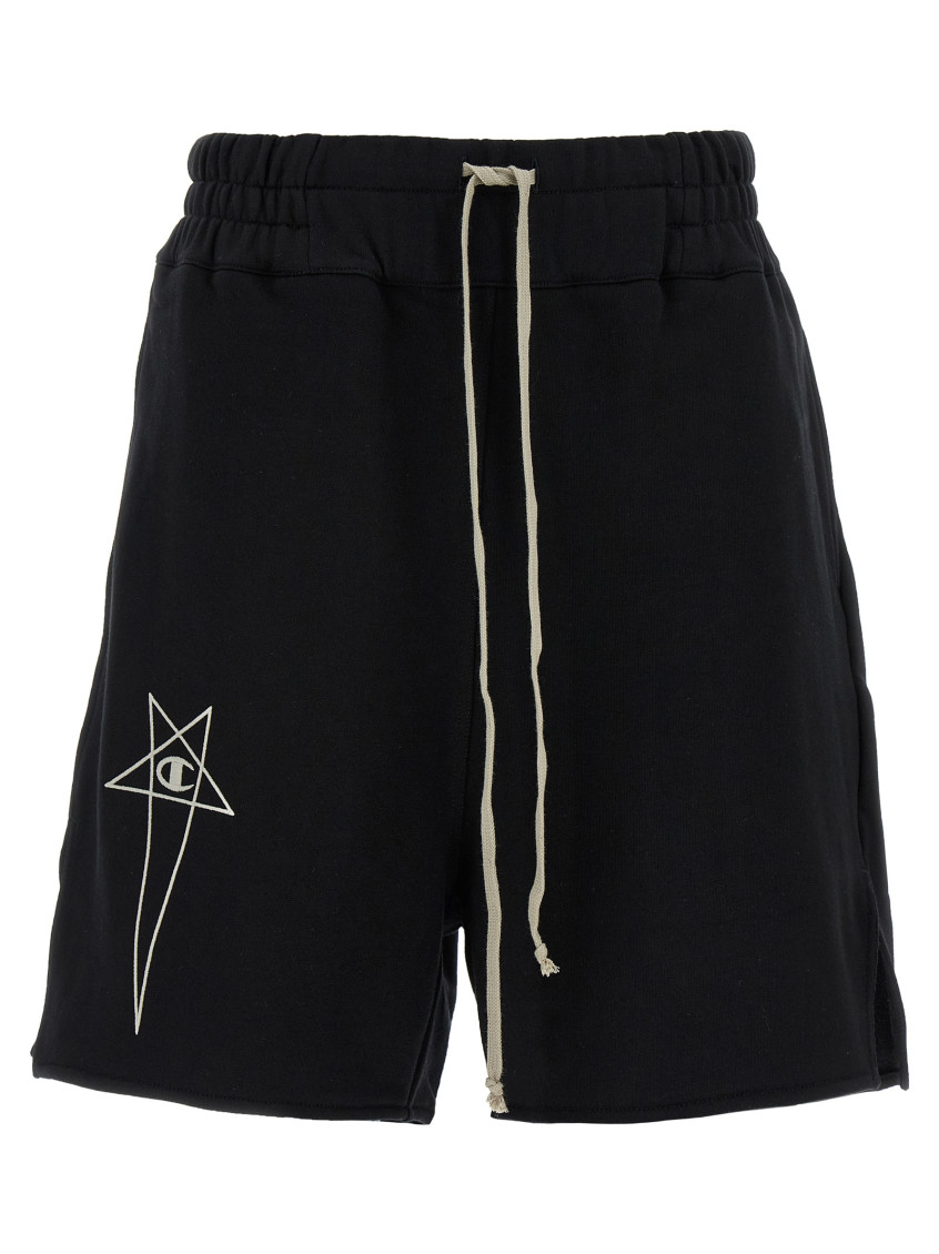 Rick Owens Black Champion Edition French Terry Shorts In Black