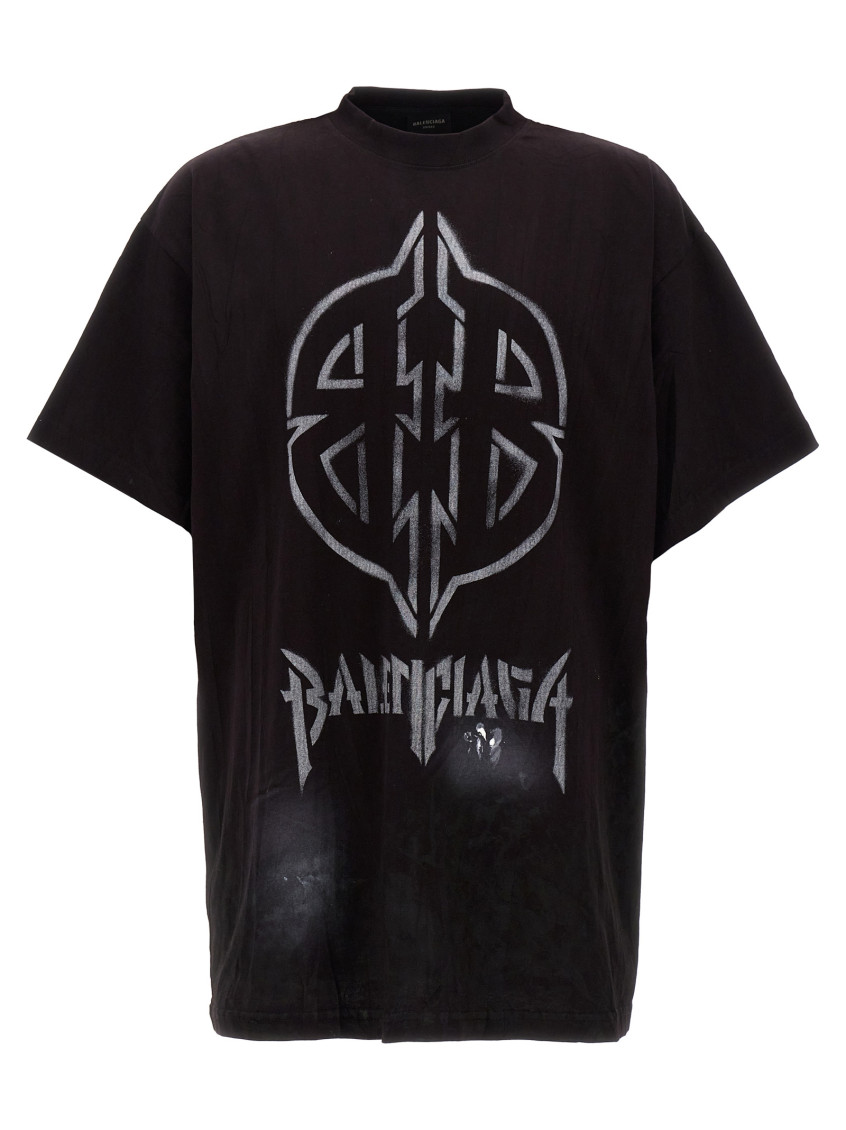 Shop Balenciaga Black Metal Bb Stencil T-shirt