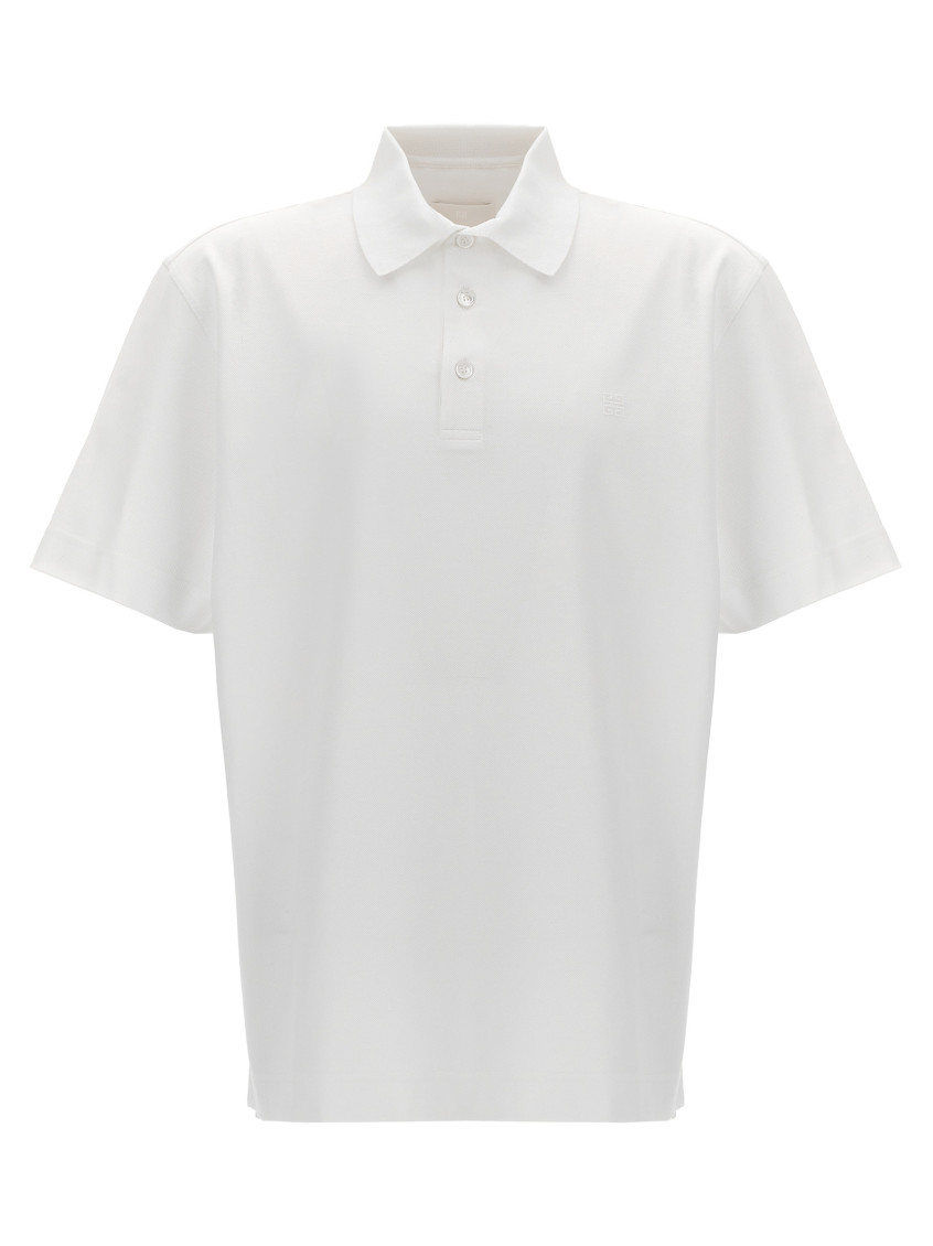 Givenchy White Polo Shirt With Logo Embroidery On The Front In Cotton Man In White