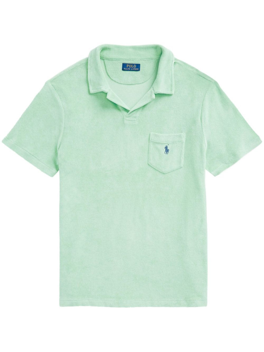 Ralph Lauren Polo Pony Terry Cloth-effect Polo Shirt In Green