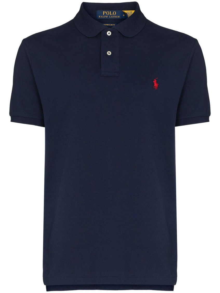 Polo Ralph Lauren Cotton Polo Shirt With Embroidered Logo In Navy Blue