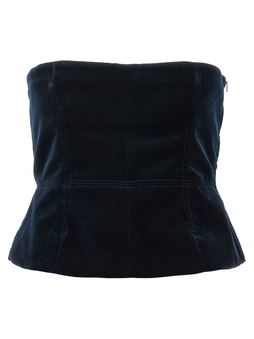 Tom Ford Velvet Strapless Top Fitted Silhouette In Blue