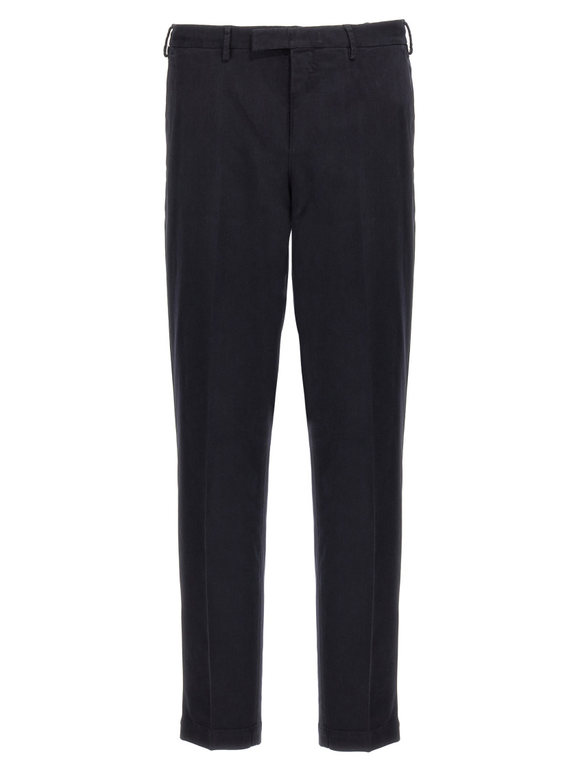 Pt Torino Tailored Black Trousers With Discreet Pockets In Blue