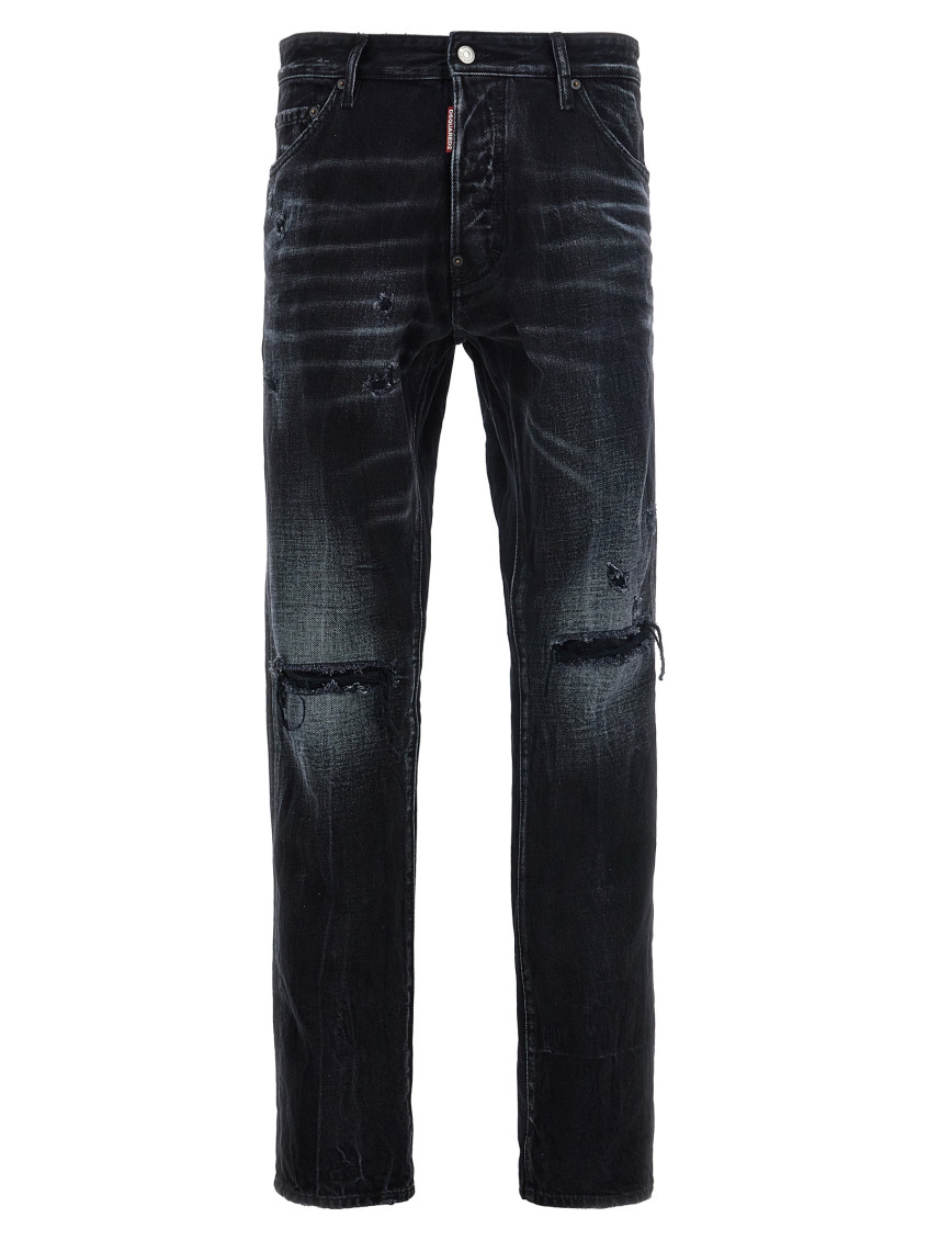Dsquared2 Roadie Distressed-finish Jeans In Black