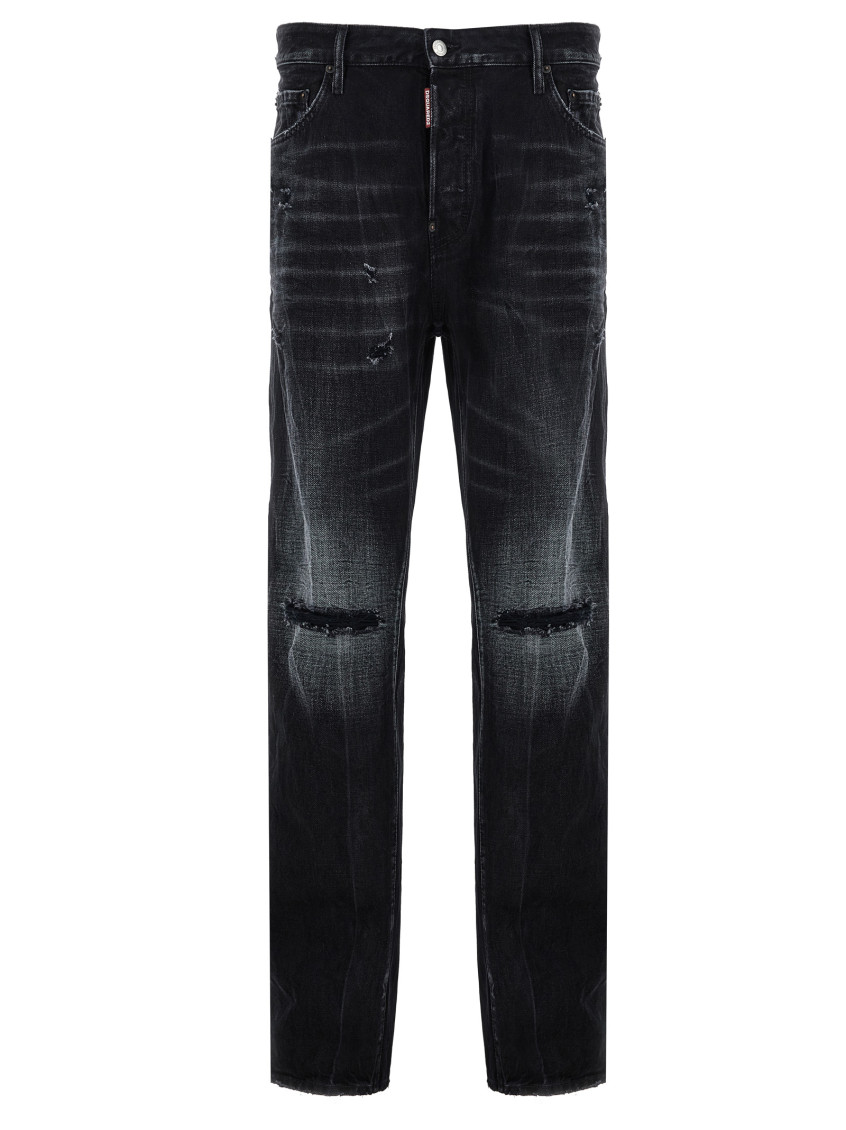 Dsquared2 Roadie Distressed-finish Jeans In Black
