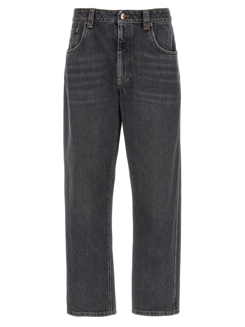 Brunello Cucinelli Black Skinny Denim Jeans In Grey