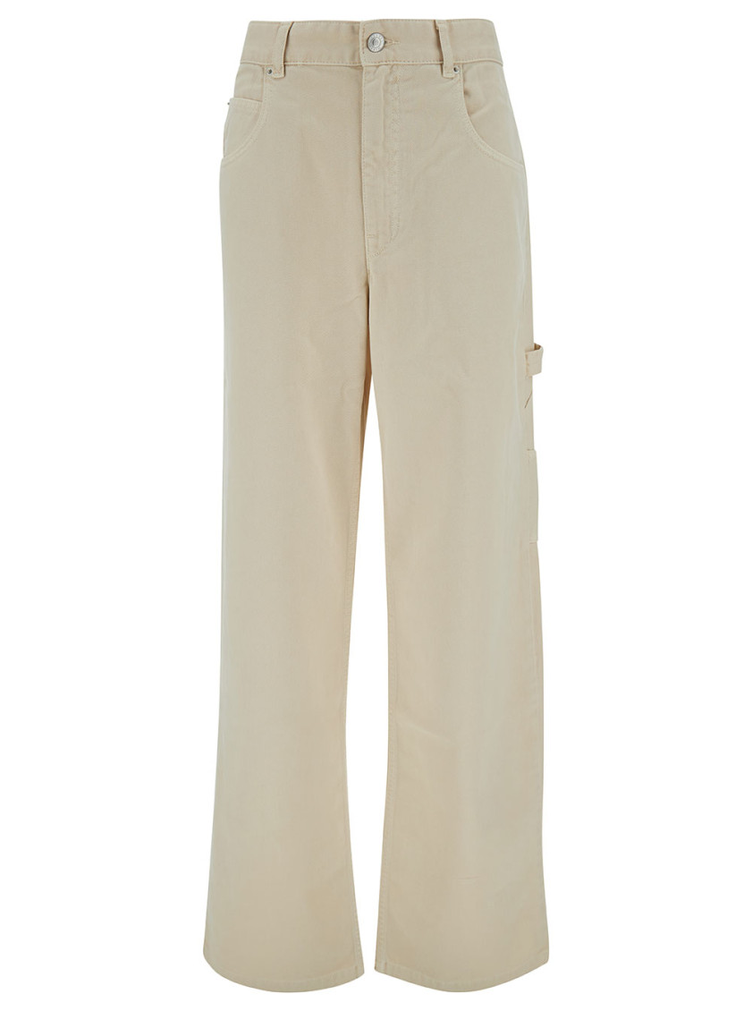 Isabel Marant 'bymara' Beige Five-pocket Jeans With Logo Patch In Beige