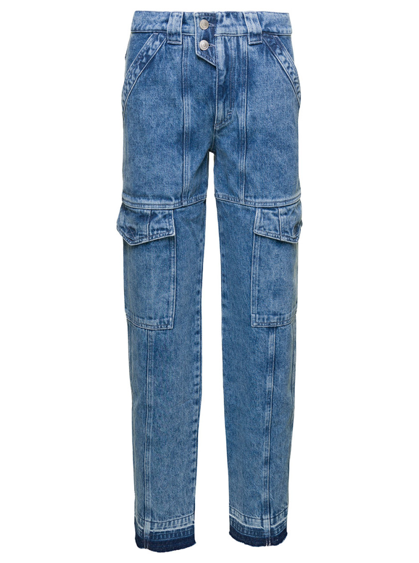Isabel Marant Blue Denim Cargo Pants In Blue