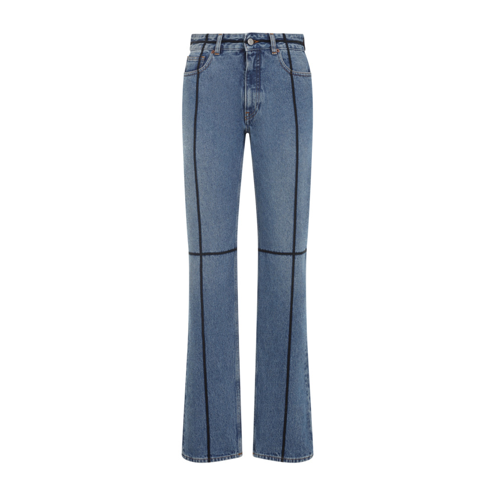 Mm6 Maison Margiela Cotton Jeans With Black Straps In Blue