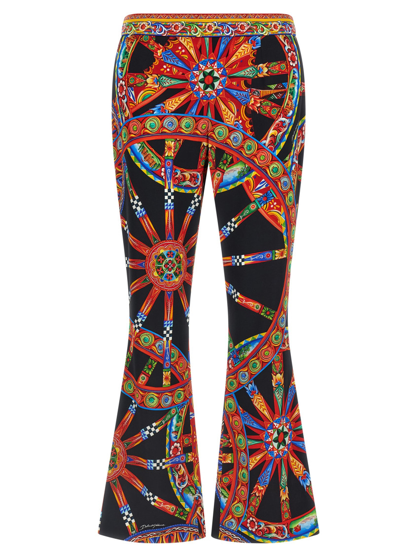 Dolce & Gabbana Multicolor Flared Flat Front Pants In Multi