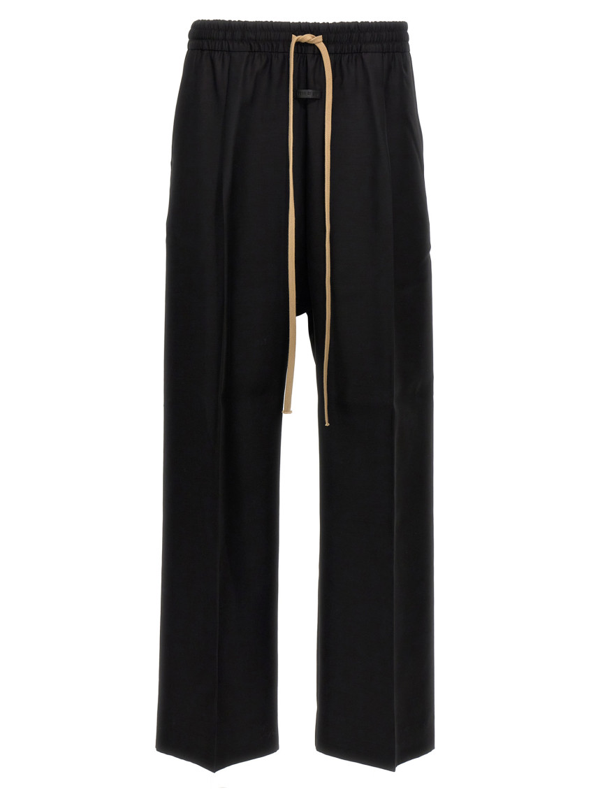 Shop Fear Of God Black Single Pleat Wide Leg Pants