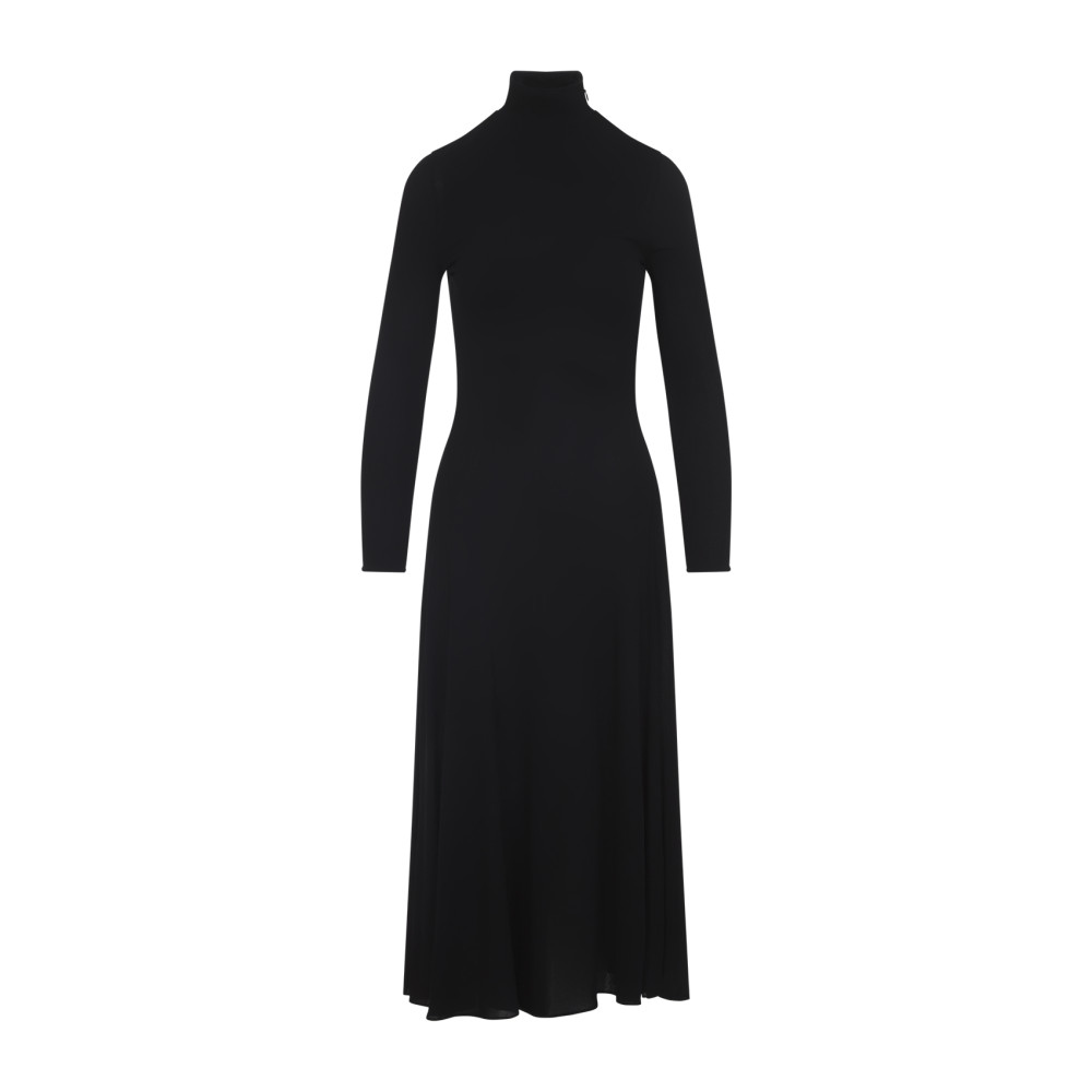 Alaïa Heart Cutout Turtleneck Long-sleeve Maxi Dress In Black