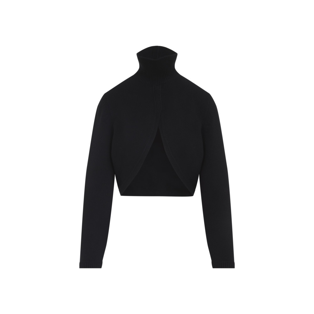 Alaïa Cropped Turtleneck Long Sleeve Knitwear In Black