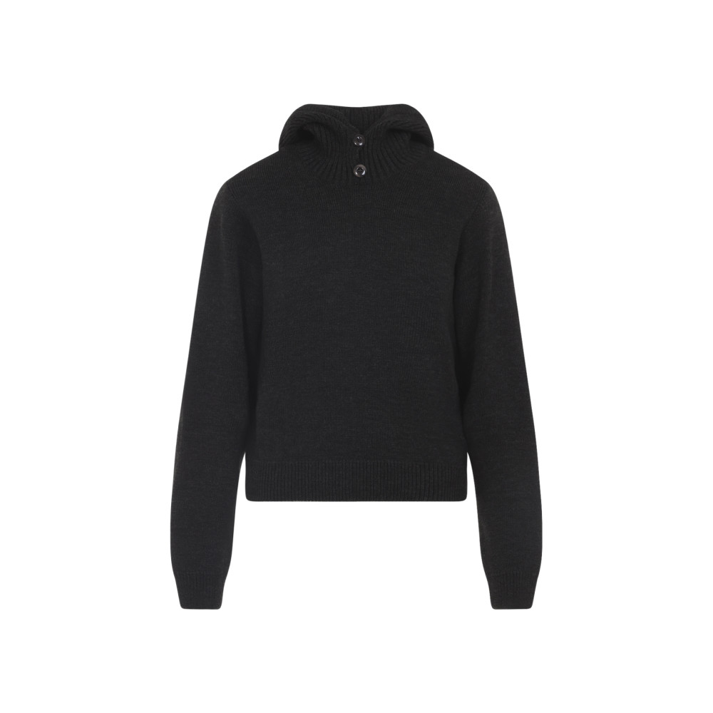Lemaire High Ribbed Collar Sweater With Soft Texture In Black