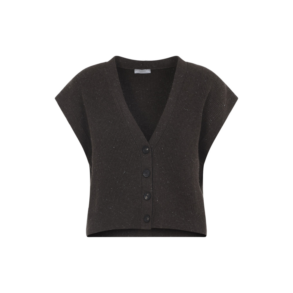 Peserico Sleeveless Cropped Knit Sweater With Deep V-neckline In Black
