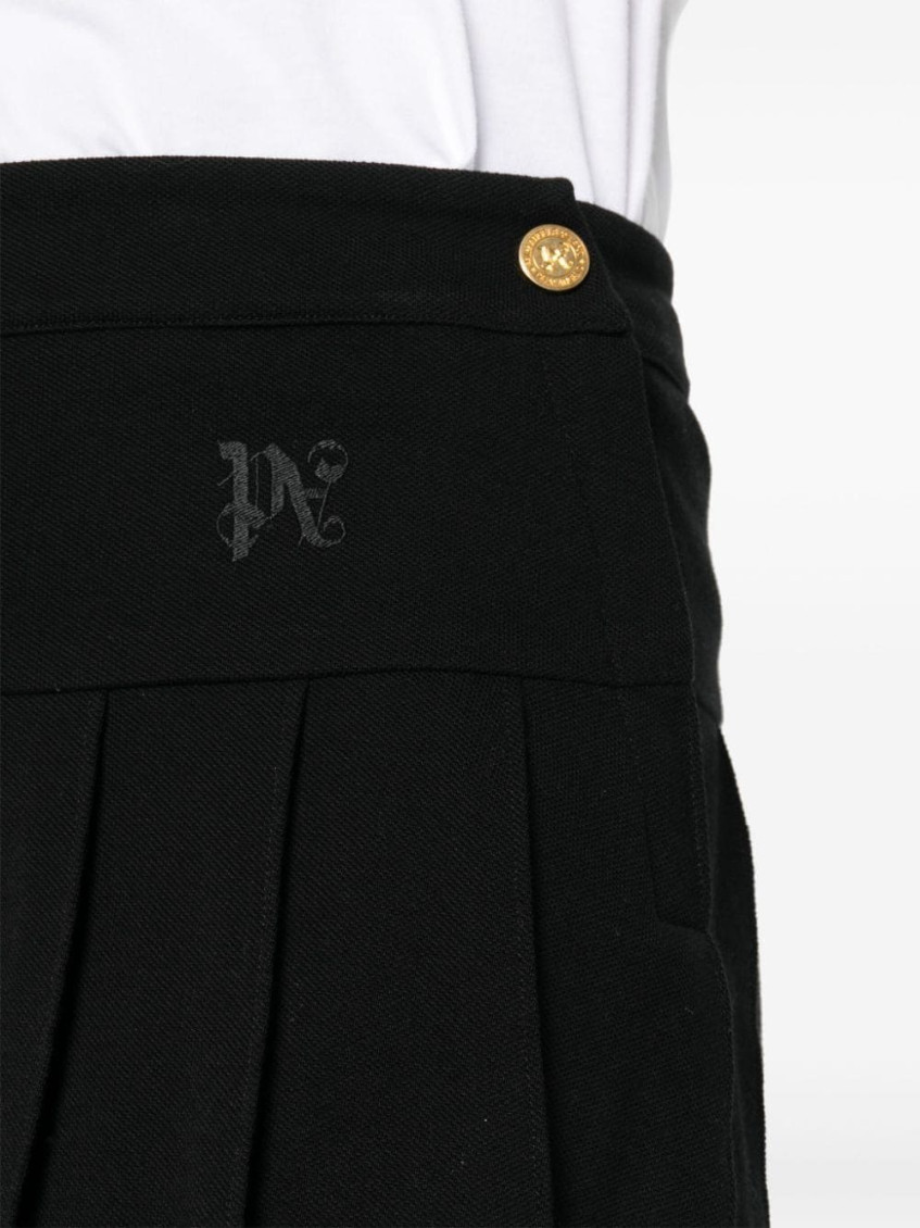 スカート PALM ANGELS MONOGRAM PLEATED SKIRT Palm Angels logo-embroidered Pleated Skirt | Blue | FARFETCH