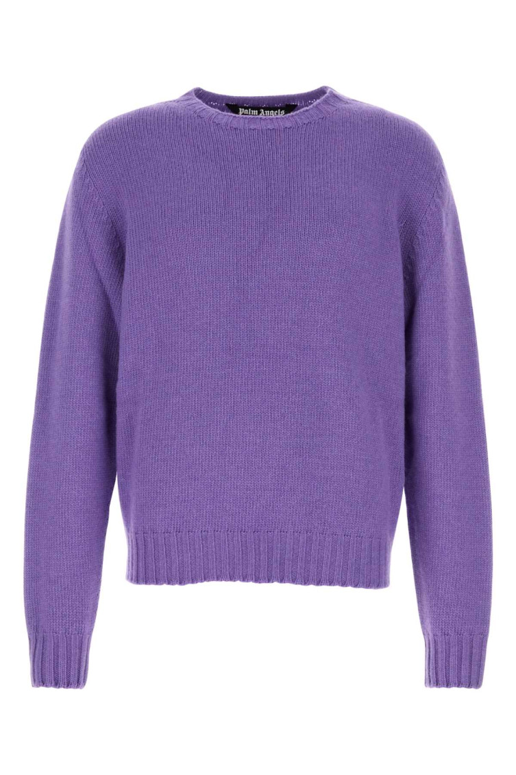Palm Angels Curve Logo Crewneck Sweater In Purple