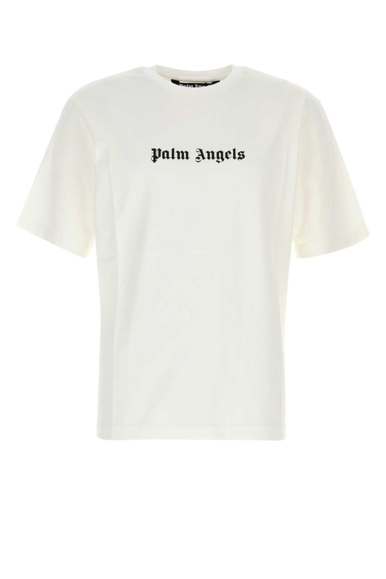 Palm Angels White Short-sleeved T-shirt With Monogram Pa Embroidery In White