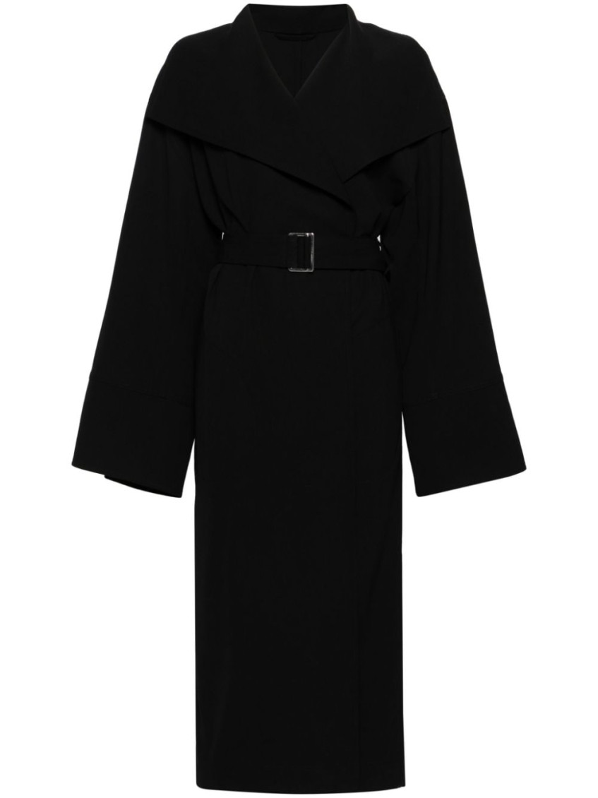 Shop Totême Black Removable Belt Trench Coat