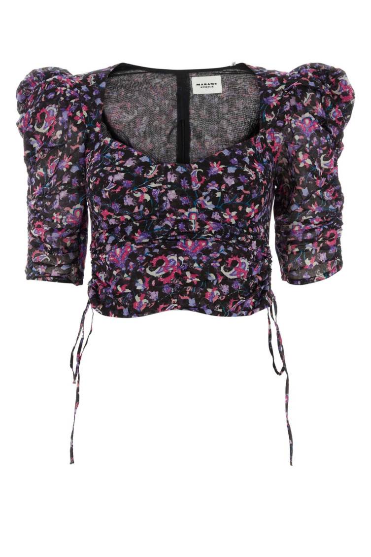 Isabel Marant Multi Color Printed Cotton Galaror Top In Multicolor