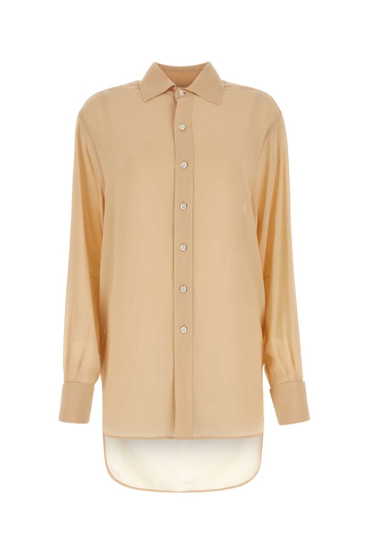Maison Margiela Woman Skin Pink Crepe Shirt In Beige
