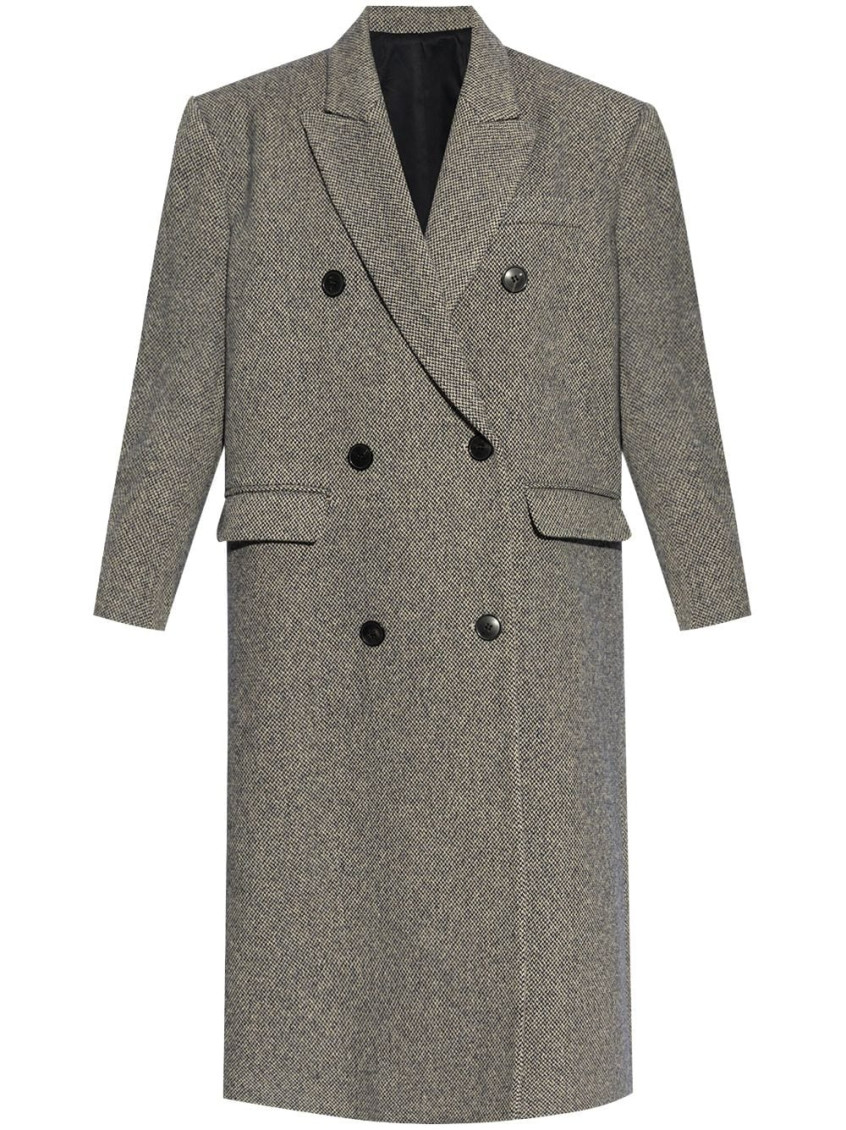 Isabel Marant Grey Double Breasted Trench Coat In Black