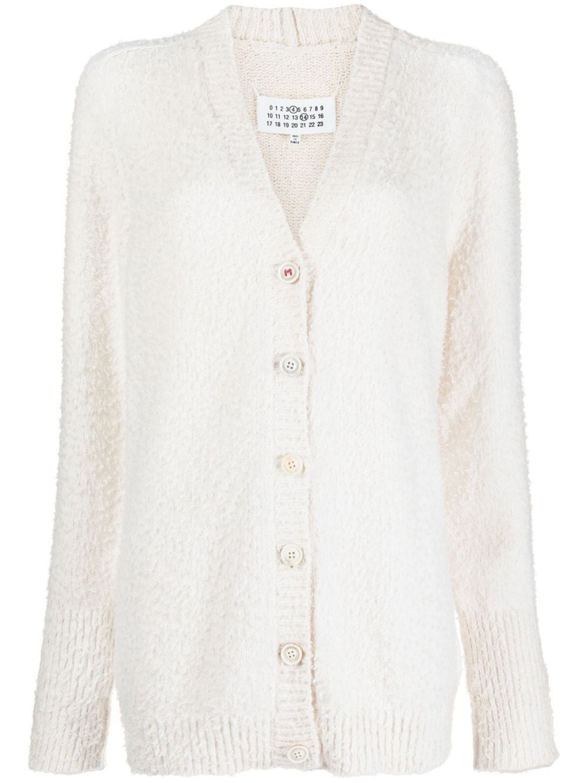 Maison Margiela Off-white Oversized Piled Cardigan In White