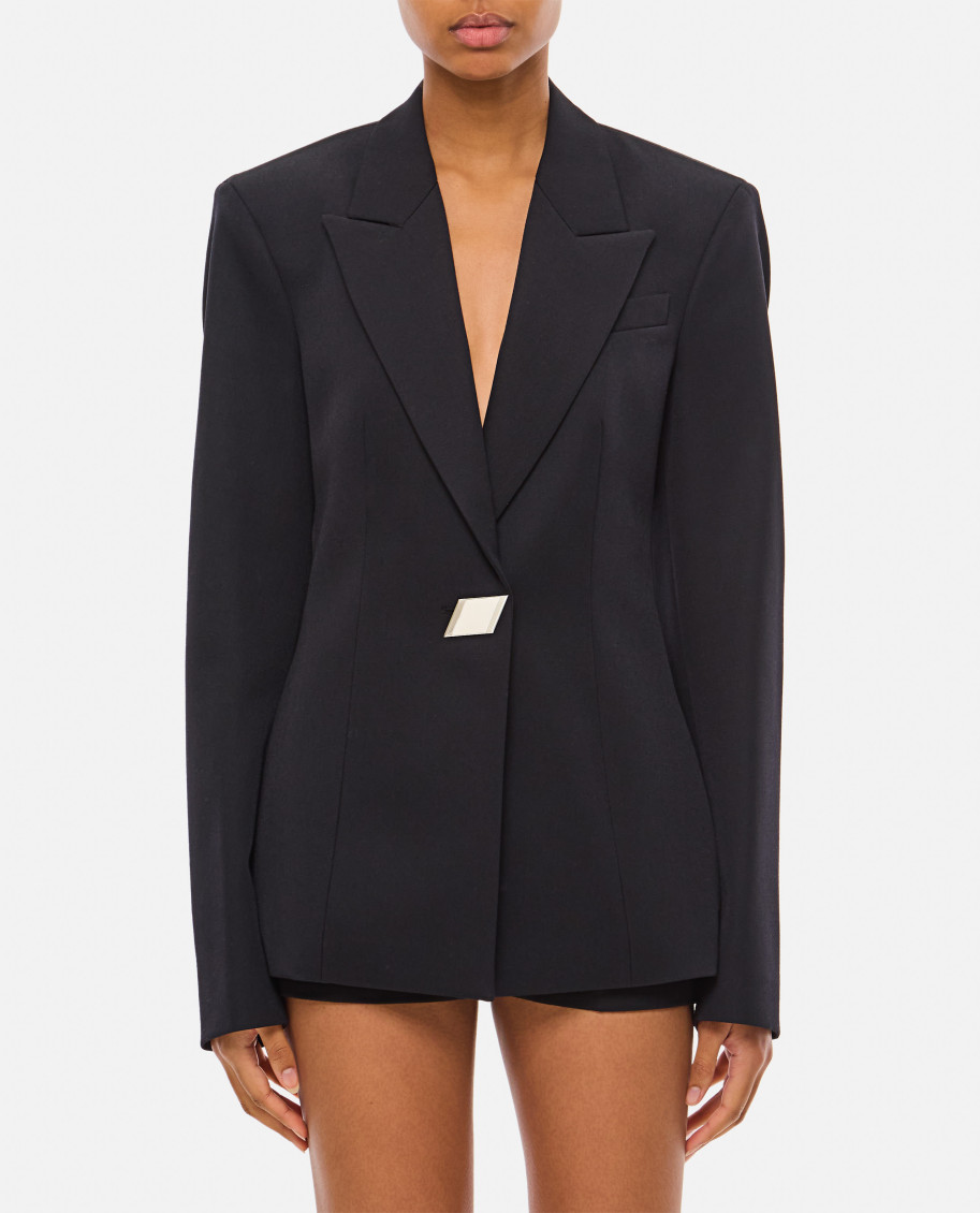 Shop Attico Black Single Breasted Blazer