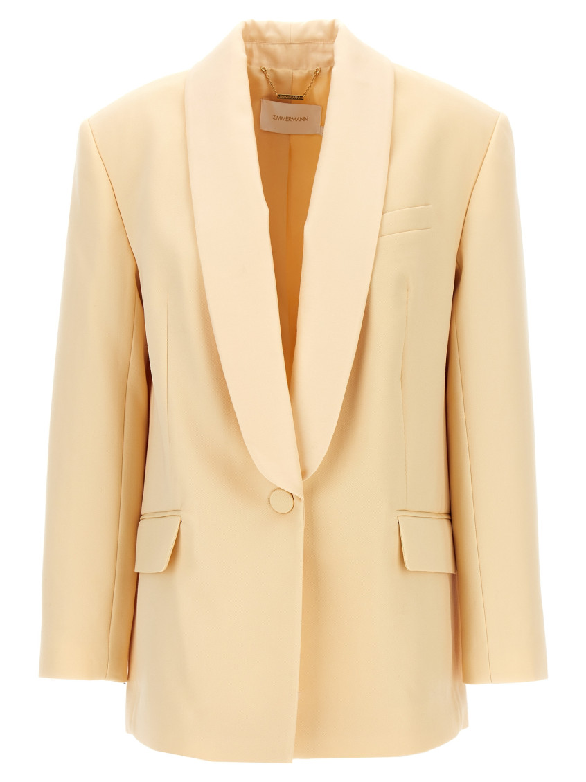 Zimmermann Shawl Collar Tuxedo Jacket In Beige