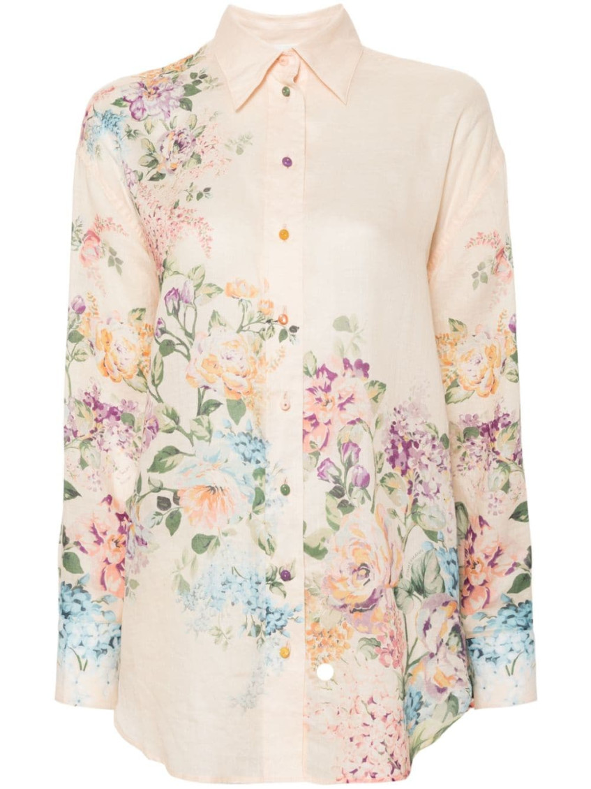 Shop Zimmermann Pink Floral Print Shirt