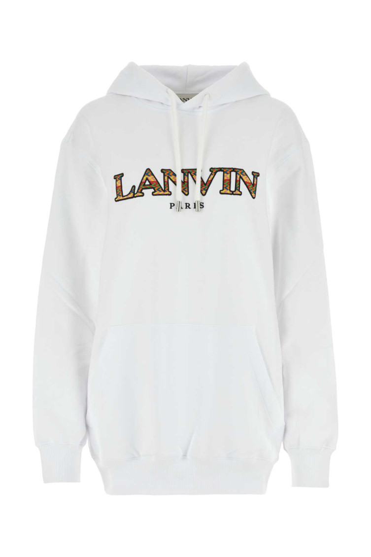 Lanvin Oversized Logo Hoodie Sweatshirt In White