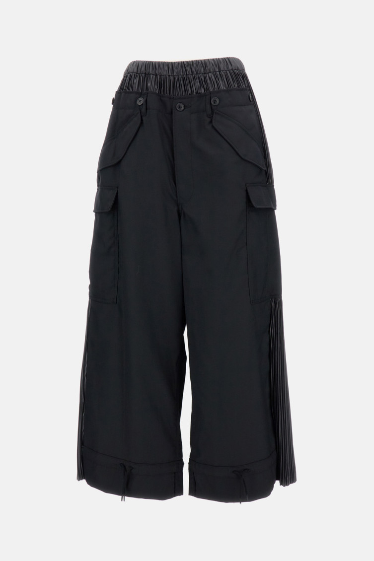 Junya Watanabe Pleated-panel Cargo-pocket Trousers In Black